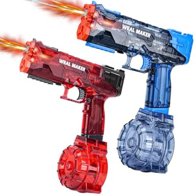 2Packs Electric Water Gun with LED Flash & USB-C Charging, Designed for Epic Aquatic Fun, Automatic Squirt Guns 25-30 FT Range, Water Pistol for Summer Outdoor Backyard Water Theme Party Toys