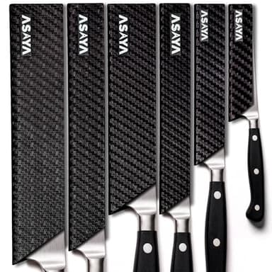 Asaya Professional Chef Knife Edge Guards – 6 Piece Knives Universal Covers - Extra Strength ABS Plastic and Food Safe Kitchen Knife Sheath Covers – Knives Not Included