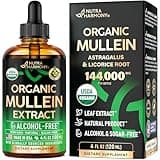 Mullein Drops for Lungs - USDA Organic Liquid - Mullein Leaf Extract Supplement - Made in USA - Lung & Bronchial Cleanse for Smokers - Respiratory Health Support - As Tincture, Tea, Pills - 4 fl oz