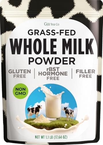 Gya Tea Co Whole Milk Powder 1.1lb (17.64 Oz) - Pasture Raised Source, rBST Hormone Free, Non-GMO - Shelf Stable Premium Grade Powdered Milk for Baking, Cooking, Smoothies - Rich in Protein & Calcium