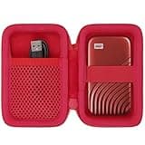 Aenllosi Hard Travel Case Compatible with Western Digital My Passport External Hard Drive 500 GB/1/2/4 TB,Portable Bag for WD Solid State Drives& USB Cable(Case Only,Red)
