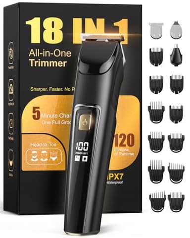 Beard Trimmer for Men, All-in-One Electric Razor & Hair Clipper, Waterproof Cordless Mustache Grooming Kit, Rechargeable Beard Hair Nose Ear & Body Trimmer, Face Shaver, Gifts for Men Husband Father