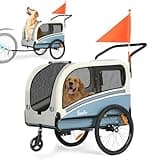 Sepnine Dog Bike Trailer, Supports up to 88 lbs, 2-in-1 Pet Stroller Cart Bicycle Carrier, Easy Folding Cart Frame with Quick Release Wheels, Universal Bicycle Coupler, Non-Slip Floor, Internal Leash