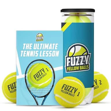 Tennis Balls by Fuzzy Yellow Balls – Extra Duty Indoor & Clay Court – ITF Approved & Pressure-Sealed Colored Tennis Balls for All Levels - Bonus Free “Live Arm” Serve Training via QR Code
