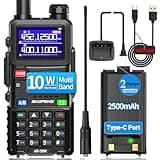 Ham Radio Baofeng Radio 5RM 10W Long Range Handheld AR-5RM Two Way Radio NOAA Weather Receiver Rechargeable Walkie Talkies Longe Range DTMF Copy Frequency 999CH with Type C Charging 2500mAh Battery