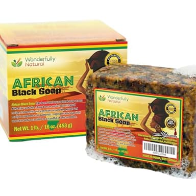 Wonderfully Natural #1 African Black Soap for Acne & Dark Spots | Organic Vegan Satisfaction Guarantee | 1lb bar 90 day Supply