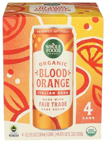 Whole Foods Market Blood Orange Italian Soda, 11.2 Fl Oz, 4 Pack