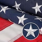 American Flag 3x5 Outdoor, 210D 3x5 Flags Outside, Made in USA Heavy Duty Spun Nylon USA Flag, All Weather US Flags with Embroidered Stars Sewn Stripes Brass Grommets, Vivid Color for Outdoor Indoor (3 by 5 Foot)