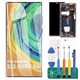 OLED for Samsung S22 Ultra 5G Screen Replacement for Samsung Galaxy S22 Ultra 5G LCD Display SM-S908 SM-S908B Digitizer Touch Screen Assembly with Frame US Version Burgundy Red (with Fingerprint)