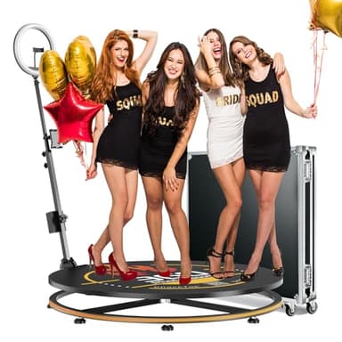 MWE 360 Photo Booth Machine for Parties with Flight Case,RGB Strip Light,Software APP Remote Automatic 360 Spin Camera Video Booth for 4-6 People(39.4''+Flight Case)