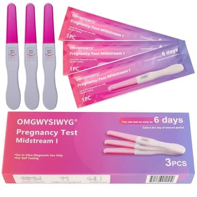 OMGWYSIWYG Pregnancy Test Early Detection HCG Tests,6 Days Before Missed Period,High Sensitivity 10 MIU/ml,Over 99% Accurate and Reliable Results for Women Fertility at Home - 3 Packs