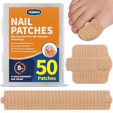 TEAWOO 50Pcs Fungal Nail Patches for Toenails, Toenail Fungus Treatment Extra Strength, 8-Hour Overnight Nail Repair Patches for Damaged Nails, Healthy Nail Care Solution