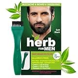 Herb For Men Mustache & Beard Dye (Soft Black, 1 Pack), PPD-Free Ammonia-Free, Vegan with Natural Ingredients, Odorless, Gentle for Sensitive Skin, No Skin Irritation