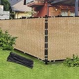 Sand 5FT X 50FT Outdoor Privacy Screen Fence & Mesh Shade Net Cover, Ideal for Garden and Backyard - Enhances Privacy for Fencing & Chain Link, Perfect for Patio Privacy Wall, Slats，Freestanding