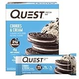 Quest Nutrition Cookies & Cream Protein Bars, 21g Protein, 4g Net Carbs, 1g Sugar, Gluten Free, Keto Friendly, 4 Count