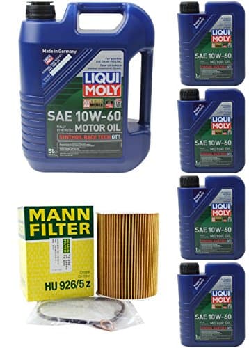Oil Change Kit w/MANN HU926/5z Oil Filter + LIQUIMOLY 10W-60 Compatible w/BMW OE Part #: 11427837997