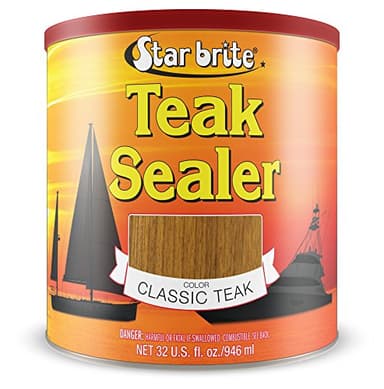 STAR BRITE Teak Sealer - No Drip, No Splash Formula - One-Coat, Durable Protection for All Fine Woods - Perfect for Outdoor Furniture & Marine Use - Classic Teak 32 OZ (088032)