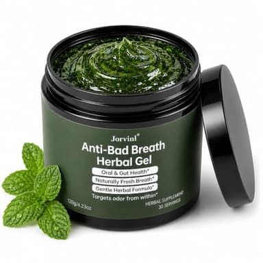 Anti-Bad Breath Herbal Gel Supplement, Internal Freshening Formula for Oral & Gut Support, Parsley, Green Tea, Lemon Balm, Chlorophyllin, Clove Bud Oil, Natural Mint Flavor, 30 Servings