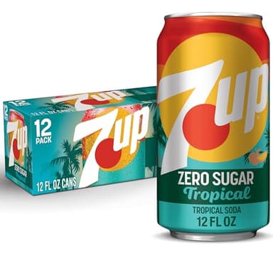 7UP Tropical Zero Sugar Soda, 12 fl oz cans, 12 pack