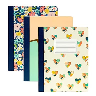 Pukka Pad, Carpe Diem Composition Notebooks - 3 Pack of Journals Featuring 140 Pages of College Ruled 80GSM Paper with Sturdy Cover Stock - 9.75 x 7.5in - Floral Love