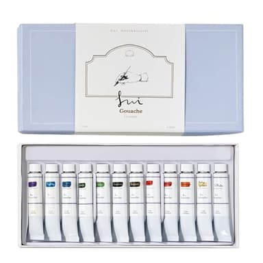 SUI Gouache Watercolor Gouache Paint Set – 12 Professional Artist Colors (7.5ml Tubes) Portable Painting for Watercolor, Gouache, Illustration & Travel Art