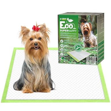 CROCI Puppy Pads 22x22in ECO Green Dog Pee Pads , Plant-Based Dogs Pads Absorbs Up to 4 Cups of Liquid, 5-Layer Leak-Proof & Quick Drying Pee Pads for Dogs, Disposable (50 Counts)