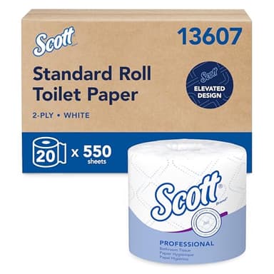 Scott Professional Standard Roll Toilet Paper, Bulk (13607), 2-Ply, Elevated Design, White, Individually Wrapped, Compact for Easy Storage (20 Rolls of 550 Sheets, 11,000 Sheet Total)