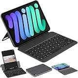 HOU Keyboard Case for iPad Mini 7th (A17 Pro, 2024) & 6th (2021) 8.3-inch, Ultra Slim Folio Type of Keyboard, Power Display, Magnetic Protective Cover Support iPad Mini 6/7