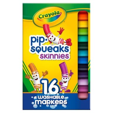 Crayola Pip Squeaks Skinnies Washable Marker Set (16ct), Essential Easter Basket Stuffers, Mini Markers for Toddlers, Thin Coloring Markers for Kids, Spring Crafts Supplies