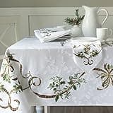 Benson Mills Merry Ribbons Engineered Printed Jacquard Fabric Christmas Table Cloth, for Christmas, Winter, and Holiday Tablecloth (60" x 84" Rectangular, Merry Ribbons)