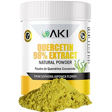 AKI Quercetin Powder 98% Sophora Japonica Flower Extract Quercetin 725mg, Helpful in Increase Energy & Overall Wellness - Non GMO & Gluten Free - Vitamin Dietary Supplement (1oz/28.35g)