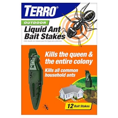 TERRO Outdoor Liquid Ant Bait Stakes, 12-Pack, Ready-to-Use Ant Killer Trap