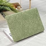 iCasso for MacBook Air 13 inch Case 2017-2010 Release Older Version Model A1466 A1369, Retro Leather Hard Shell Case for MacBook air 13 inch+Keyboard Cover+Screen Protector, Green Embossed Floral