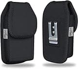 Agoz Carrying Case for Jitterbug Smart4 Smartphone Rugged Camping, Hiking, Outdoors Contractor Vertical Canvas Holster Pouch Cover with Belt Loop, Metal Belt Clip (6.4 x 3.6 x 0.7 inch)