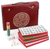 Mose Cafolo Chinese Mahjong Set X-Large 146 Numbered Melamine 1.5" Large Size Tile with Carrying Travel Case, English Manual, Pro Complete Mahjongg Game Set (Majiang, Mah Jongg)