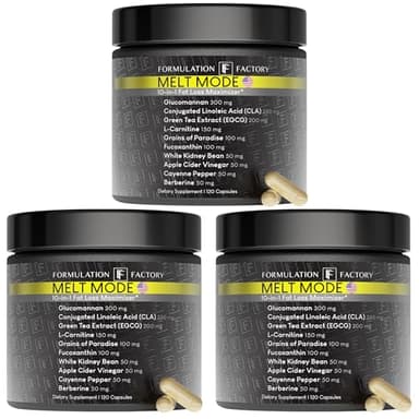 Formulation Factory Melt Mode 10-in-1 Metabolic Health & Energy Support | Green Tea, L-Carnitine, CLA, Glucomannan & More | Helps Support Appetite & Metabolism Balance | 360 Count (Pack of 3)