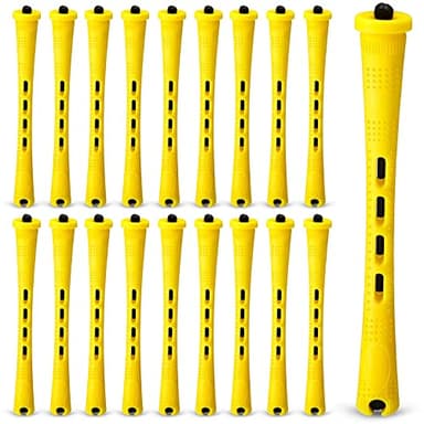 WILLBOND 60 Pcs Perm Rods for Long Hair Plastic Curl Rods Cold Wave Irons Curling Roller for Hair Styling Hairdressing Tools(0.28 Inch,Yellow)