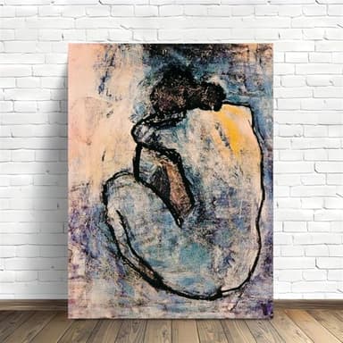 ALMLZL Famous Painting Blue Nude by Pablo Picasso Wall Art Canvas Painting Poster Wall Pictures for Living Room Decor Gallery Wrapped Artwork-12x16 inch