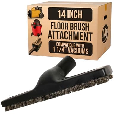 MP Maresh Products Vacuum Brush Attachment for Hardwood and Bare Floors or Walls - Wall Brush for Cleaning with Natural Horse Hair Bristles - 1 1/4 Inch Female ID Connection - 14-Inch with Wheels