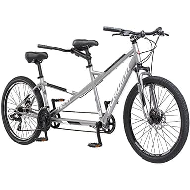Schwinn Twinn Tandem Bike, 26 Inch Bike for Women and Men, 21-Speed Two Seater Bicycle, Fits Two Comfortably, Mechanical Disc Brakes, Plush Fitness Seat, Adult Tandem Bike