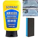 Sopami Oil Film Emulsion Glass Cleaner with Sponge,Sopami Car Coating Spray,Sopami Glass Cleaner,Oil Film Remover for Car Window,Car Quick Effect Coating Agent,Great for Home and Auto Cleaning(1pc)
