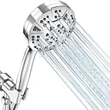 High Pressure 8-mode 5'' Handheld Shower Head with 5 ft Stainless Steel Hose and Adjustable Bracket, Built-in Power Wash to Clean Tub, Clean Corner,Tile & Pets
