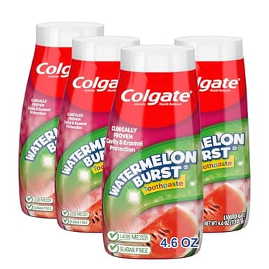 Colgate Anticavity Kids Toothpaste with Fluoride for Ages 2+, Watermelon Burst Flavor - 4.6 Ounce (4 Pack)