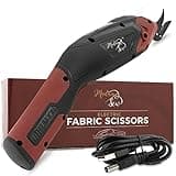 Madam Sew Cordless Electric Scissors for Cutting Fabric | Heavy Duty Electric Fabric Cutter Rechargeable with REPLACEMENT BLADES, Non-Slip Grip | Electric box cutter for Cardboard, Denim, Sewing, wool