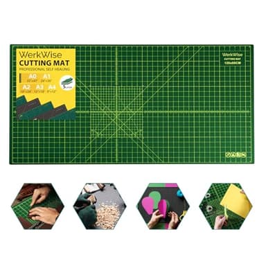 Large 23" x 47" Self Healing Sewing Mat, WerkWise Rotary Cutting Board, Double Sided 5-Ply 23x47 Inch Mat for Quilting, Sewing, Fabric, & Crafts, Designed for Use with Rotary Cutters (Green & Black)