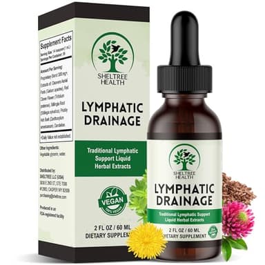 SHELTREE HEALTH Lymphatic Drainage Drops, 2 Fl. Oz | Organic Lymphatic Drainage Supplements with Cleavers, Red Clover Flower, Stillingia Root, Prickly Ash Bark, Dandelion | Vegan | Non-GMO