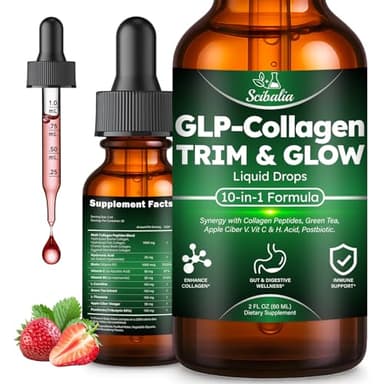Liquid Collagen for Women GLP 10-in-1 Formula Multi Collagen Burn Drops Trim & Glow Hyaluronic Acid Biotin Green Tea L-Carnitine & ACV for Hair Growth Metabolism Skin Gut & Digestive Health