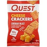 Quest Nutrition Cheese Crackers, Cheddar Blast, 10g Protein, 5g Net Carbs, 1g Sugar, Made with Real Cheese, 12 Packs (1.06 oz bags)