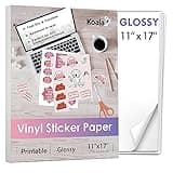 Koala Printable Vinyl Sticker Paper for Inkjet Printer 11x17 Inch - 10 Sheets White Glossy Sticker Paper, Waterproof Sticker Printer Paper, Tear-Resistant, Removable