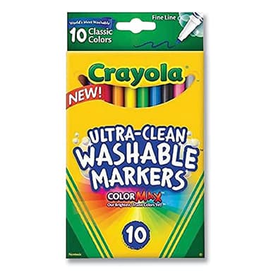 Crayola Ultra-Clean Washable Markers, Fine Line Multicolor, 10 Count